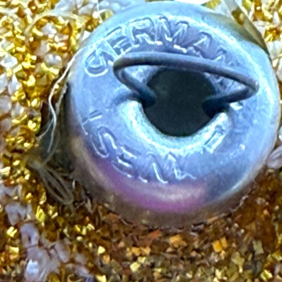 Vintage West Germany Heart Ornament Merry Christmas Pebbled Glass Embellished - Picture 3 of 8